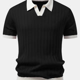 Contrast Trim Stripe Johnny Collar Polo & Slim Fit Tapered Trousers
