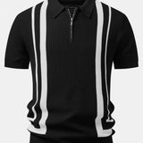 Contrast Waffle Zipper Knit Polo & Slim Fit Tapered Trousers
