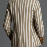 Bohemian Striped Cotton Blazer With Printed Lapels