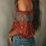 Boho Chic Cold-Shoulder Smocked Blouse