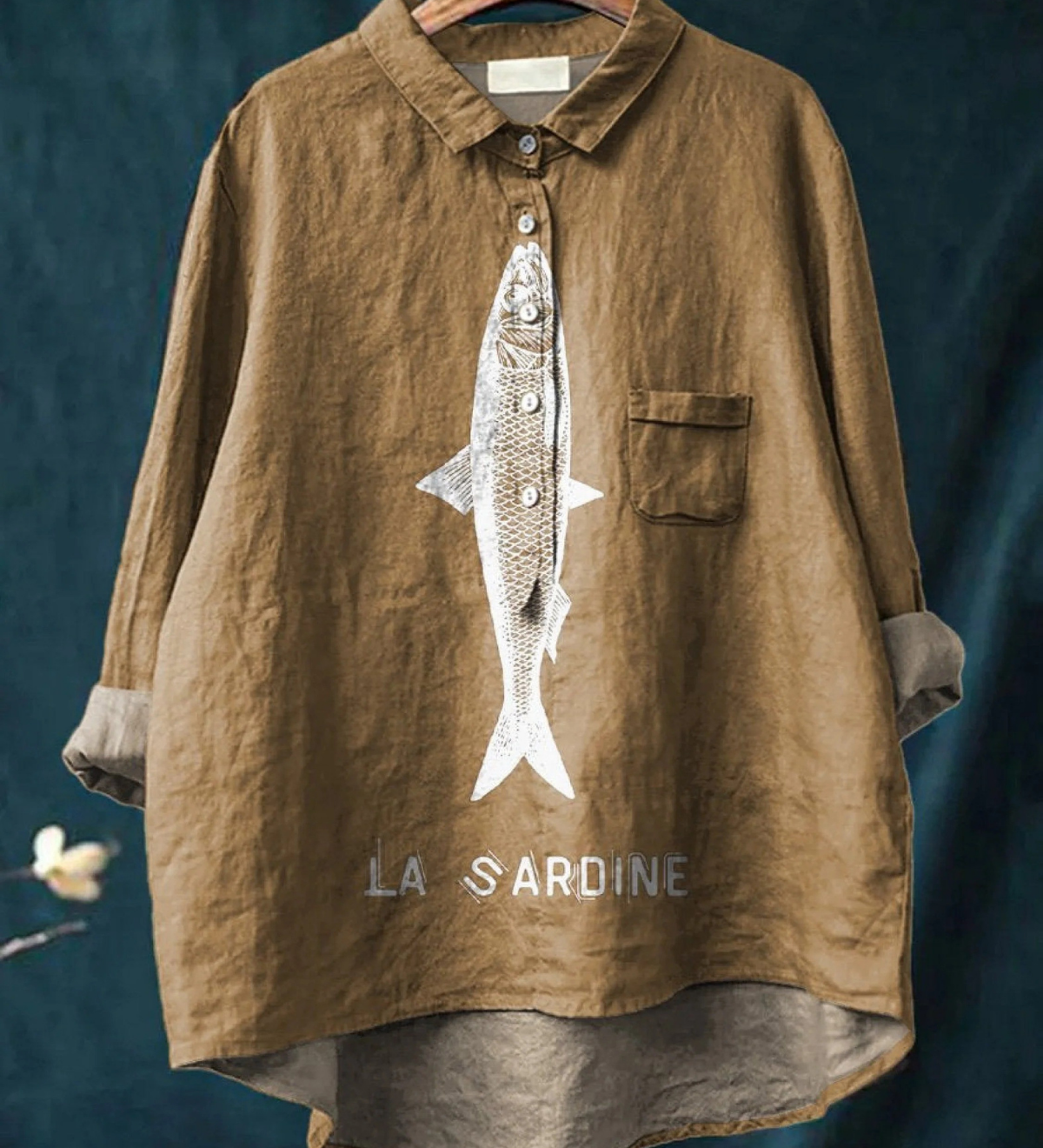 Sophie | Sardine Fish Graphic Printed Women's Casual Shirt