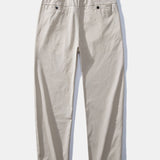 Contrast Trim Ribbed Johnny Collar Knit Polo & Elastic Waist Straight Leg Trousers