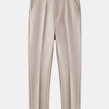 Contrast Trim Ribbed Johnny Collar Knit Polo & Slim Fit Tapered Trousers