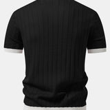 Contrast Trim Stripe Johnny Collar Polo & Slim Fit Tapered Trousers
