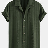 Textuur Jacquard Cubaanse Shirt & Kreukel Textuur Rechte Pantalon