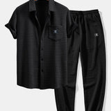 Korte Mouw Wafelshirt & Trekkoord Wafel Joggingbroek