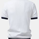 Contrast Textured Johnny Collar Polo & Slim Fit Tapered Trousers