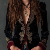Vintage Baroque Embroidered Velvet Blazer