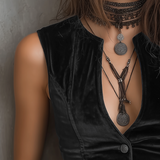 Vintage Round V-Neck Velvet Vest