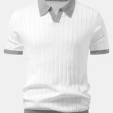 Contrast Trim Stripe Johnny Collar Polo & Slim Fit Tapered Trousers