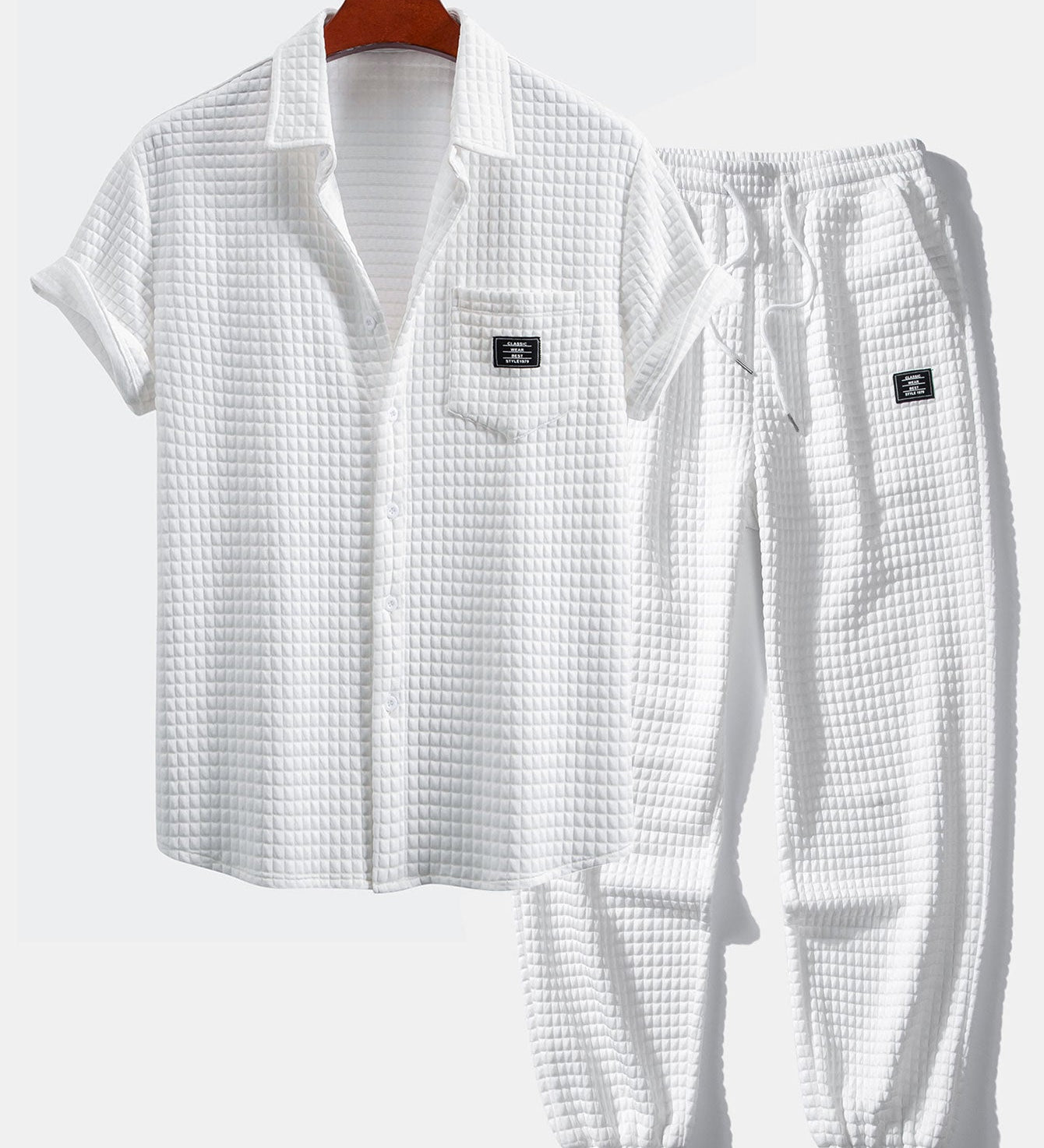 Korte Mouw Wafelshirt & Trekkoord Wafel Joggingbroek