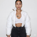 Valentina Russo | Cropped Puffer Jacket With Glossy Luxe Finish For Women