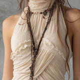 Boho Romance Pleated Halter Neck Chiffon Top