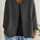 Amélie Rousseau | Sky Breeze Button Linen Jacket with Relaxed Elegance For Women