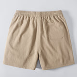 Twisted Jacquard Button Up Knit Shirt & Crinkle Textured Drawstring 5" Shorts