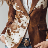 Vintage Cow Skin Printted Eco-friendly Suede Blazer
