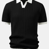 Contrast Textured Johnny Collar Polo & Slim Fit Tapered Trousers