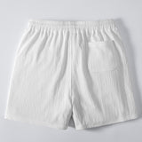 Twisted Jacquard Button Up Knit Shirt & Crinkle Textured Drawstring 5" Shorts