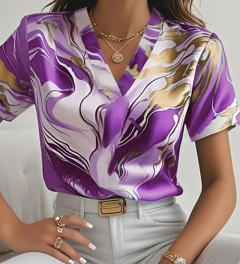Mildred™ Marble Print Short Sleeve Shirt