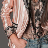 Bohemian Satin-Stripe Tailored Blazer