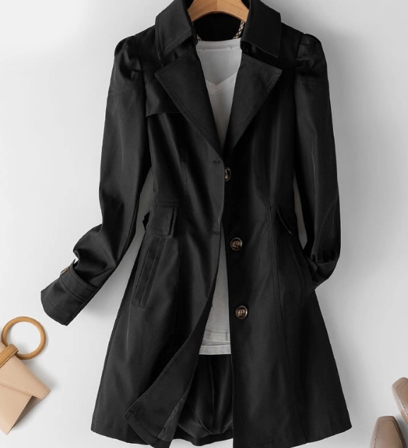 Dames Trenchcoat Jas – Halflange Klassieke Jas met Knopen | Beau