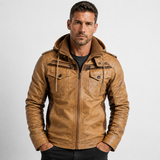 Sebastian Moreau | Premium Hooded Leather Jacket For Men