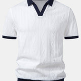 Contrast Geometry Jacquard Knit Polo & Slim Fit Tapered Trousers