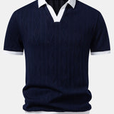 Contrast Geometry Jacquard Knit Polo & Slim Fit Tapered Trousers