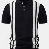 Contrast Textured Knit Polo & Slim Fit Tapered Trousers