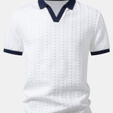 Contrast Jacquard Polo & Slim Fit Tapered Trousers