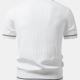 Contrast Trim Waffle Zipper Knit Polo & Slim Fit Tapered Trousers