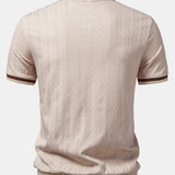 Contrast Trim Textured Zipper Knit Polo & Slim Fit Tapered Trousers