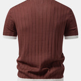 Contrast Trim Stripe Johnny Collar Polo & Slim Fit Tapered Trousers