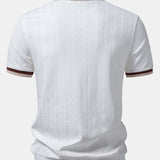 Contrast Trim Textured Zipper Knit Polo & Slim Fit Tapered Trousers