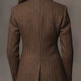 Herringbone Tweed Blazer With Printed Panels