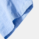 Short Sleeve Linen Look Stand Collar Shirt & Crinkle Textured Straight Leg Pants