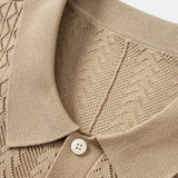 Geometric Jacquard Open Knit Polo & Straight Leg Ribbed Pants