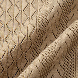 Geometric Jacquard Open Knit Polo & Straight Leg Ribbed Pants