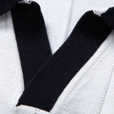 Contrast Trim Ribbed Johnny Collar Knit Polo & Elastic Waist Straight Leg Trousers
