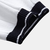 Contrast Trim Ribbed Johnny Collar Knit Polo & Slim Fit Tapered Trousers
