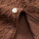 Geometry Rhombus Jacquard Button Up Shirt & Crinkle Textured Straight Leg Pants