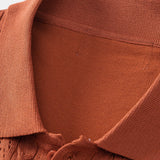 Twisted Jacquard Button Up Knit Shirt & Straight Leg Linen Pants