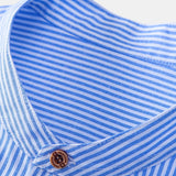 Short Sleeve Cotton Stripe Stand Collar Shirt & Straight Leg Linen Pants