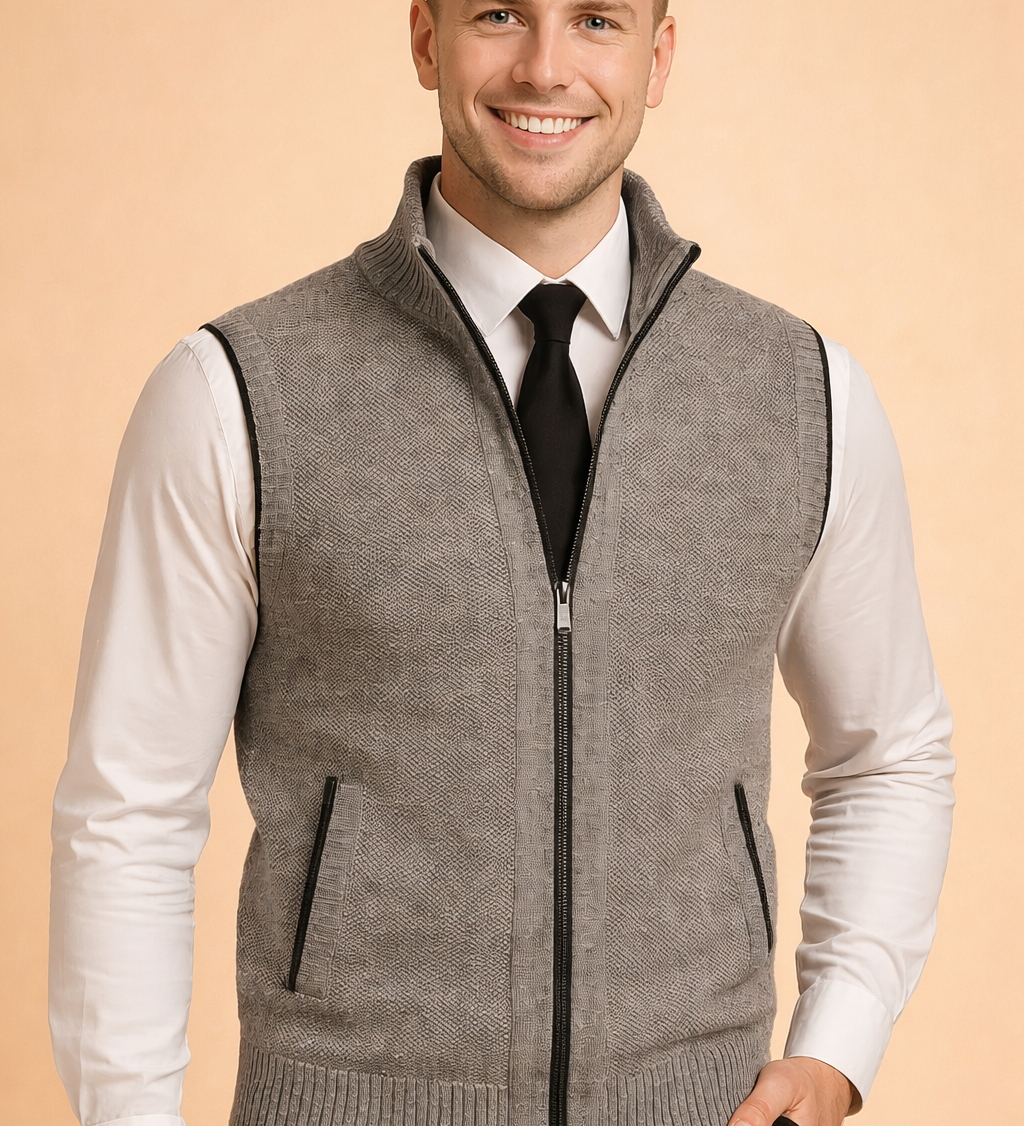 Luca Moretti | Refined Knit Zip Bodywarmer For Men