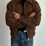 Marco DeLuca | Vintage Suede Zip Jacket with Tailored Modern Fit For Men