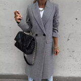 Elena Moreau | Elegant Wool Blend Long Coat For Women