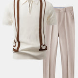 Contrast Zipper Polo & Slim Fit Tapered Trousers