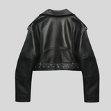 Alessia Romano | Cropped Moto Leather Jacket For Women