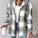 Grace Sutton | Plaid Flannel Hooded Shacket For Women