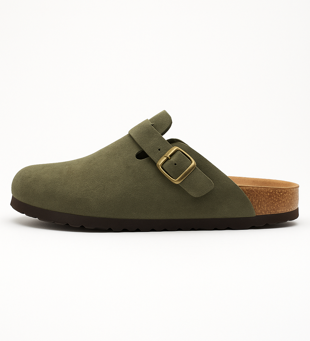 Aria | Suede Clogs with Cork Footbed